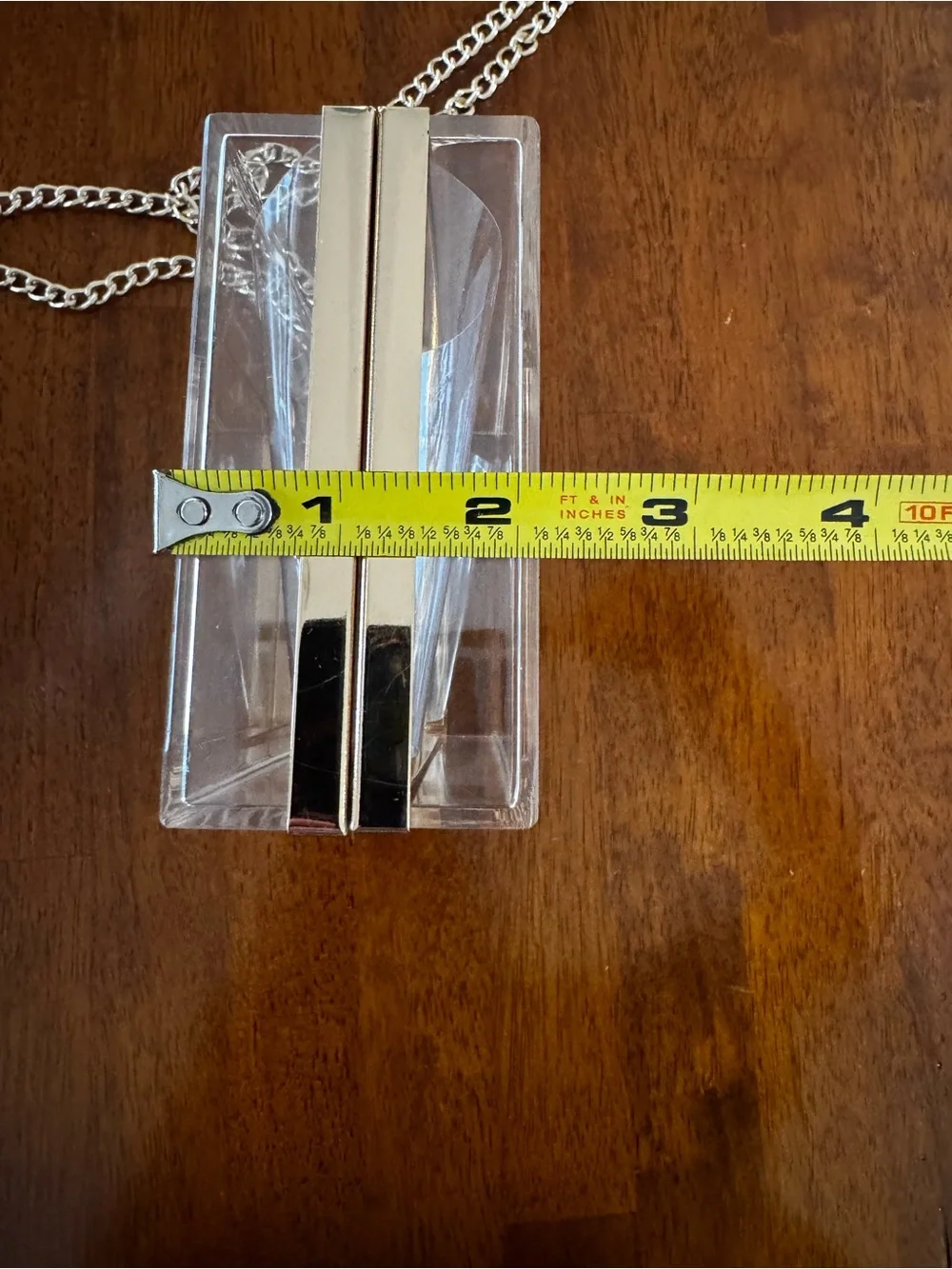 Clear Acrylic Crossbody Clutch with Gold Chain